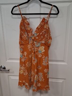 Free People Orange Floral Mini Dress